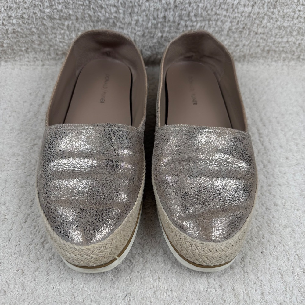 Donald Pliner Palm Metallic Champagne Leather‎ Espadrille Flats Shoes Womens 10M